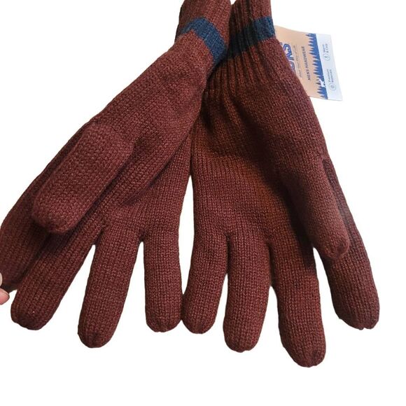 Muk Luks Men's Ox Blood/Navy Acrylic Knit Gloves NEW - Picture 5 of 8